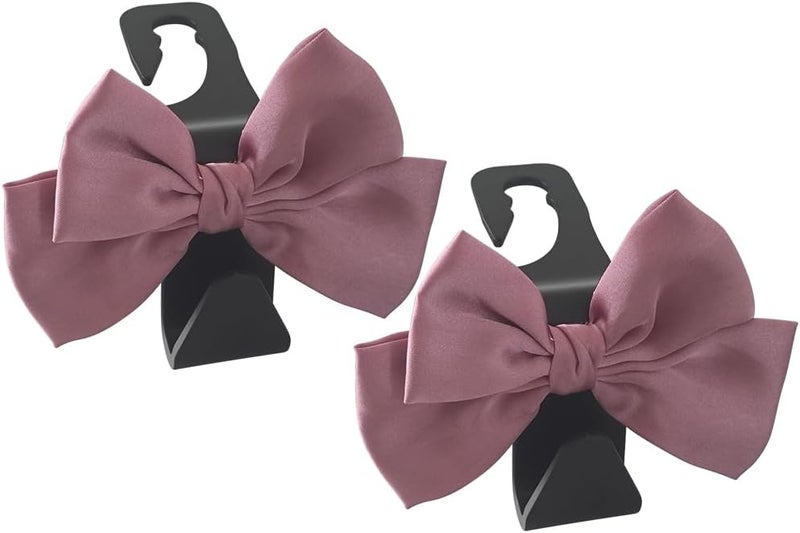 LIFOPY 2 Pack Car Purse Hooks, Cute Bow Car Seat Headrest Hook Hanger for Purses and Bags, Space-Saving Car Accessory (Leather pink) - Image 1